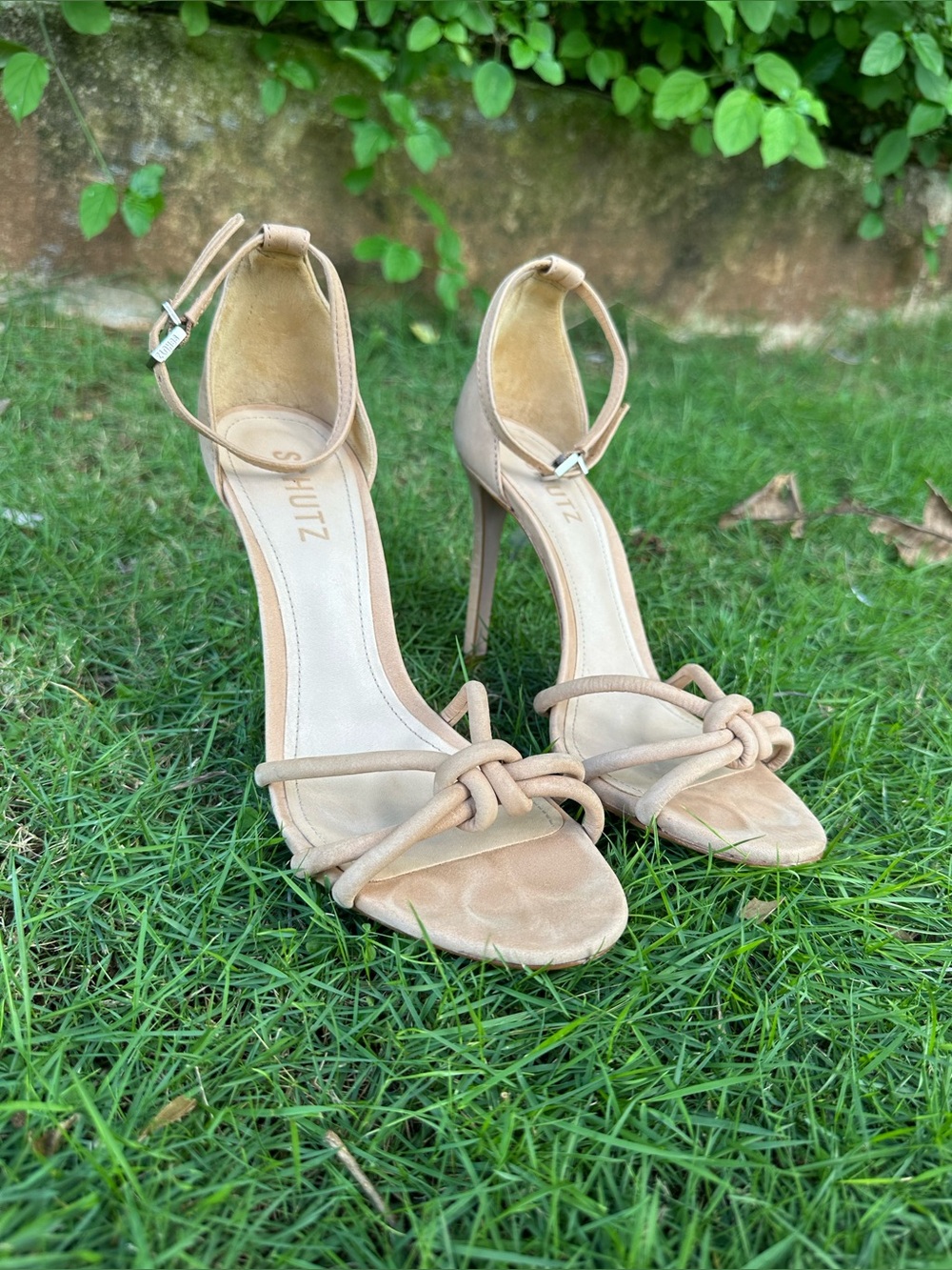 SCHUTZ Nude Suede Stiletto Sandals Size 8